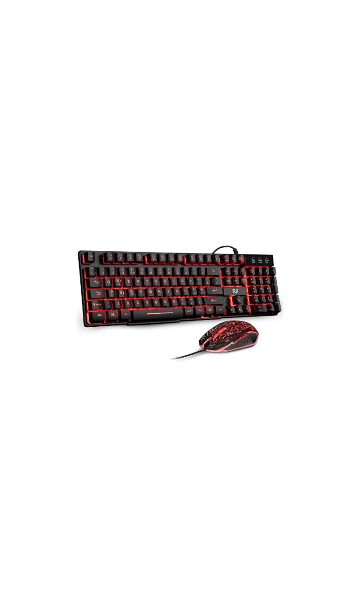 Rii RK108 Gaming Keyboard and Mouse Set,Wired LED Light Up Keyboard Mouse with 3 Colors Backlit (Red/Purple/Blue),Compatible with PC,Laptop,Windows,Gamer,Xbox one,PS4,PS5-UK Layout