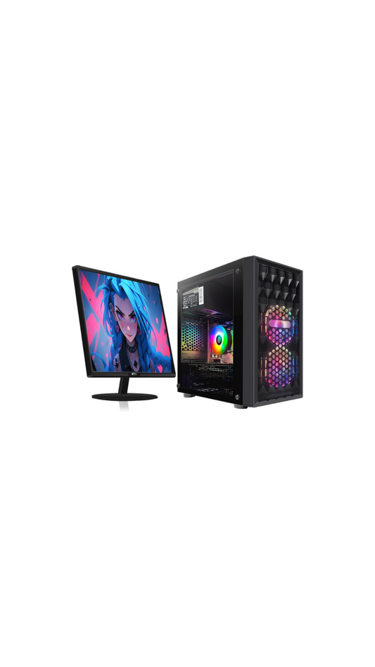 STGsivir Gaming PC Bundle, Gaming Desktop Computer, 22" Monitor, RX 560, Intel 10th Gen G5905 3.5G, 16GB RAM, 512GB SSD, 600M WiFi, BT 5.0, Black RGB Gaming Case, Windows 11