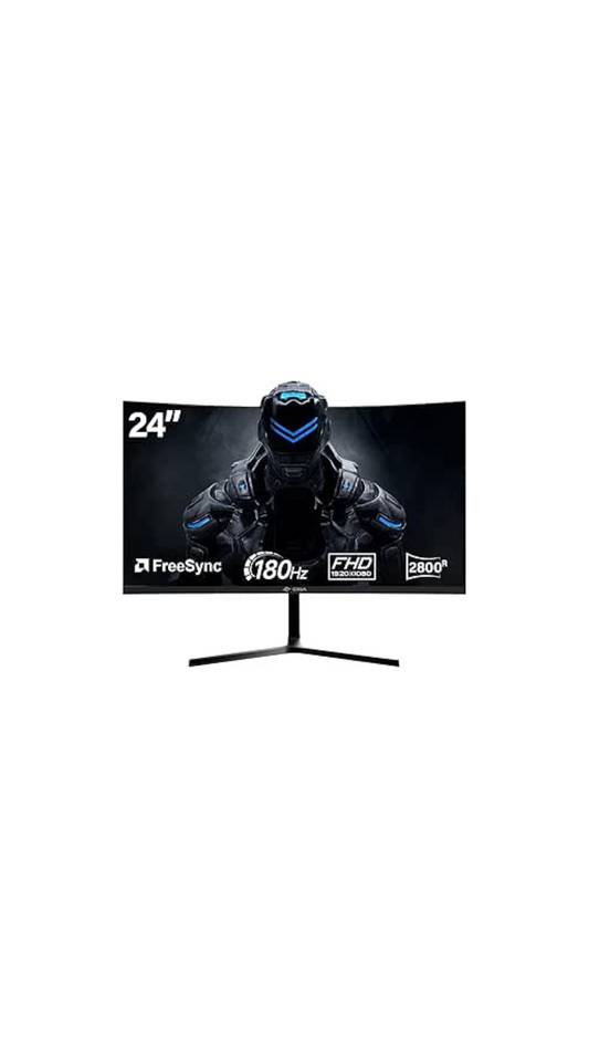 CRUA 24 Inch 180Hz,Curved Gaming Monitor, FHD 1080P, Frameless Design, AMD FreeSync, Low Motion Blur, Eye Care, DisplayPort, HDMI, Wall Mountable