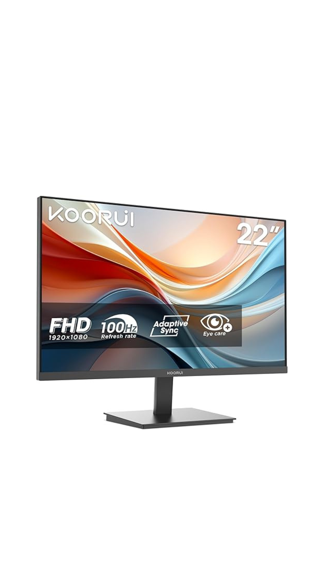 KOORUI E2212F 22 Inch FHD Monitor, Gaming 100Hz, VA Computer Monitors, 1080P Pc Screen, Adaptive Sync, 5ms, VESA 100x100mm, Eye Care, HDMI, VGA