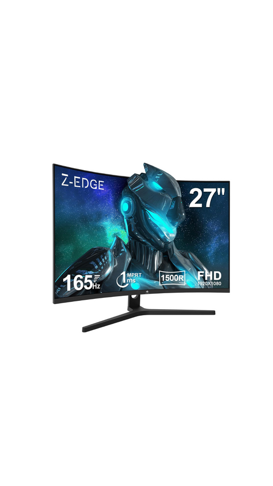 Z-Edge 27 Inch 165Hz Curved Gaming Monitor 1ms MPRT Full HD 1080P VA Panel 1500R 16:9 Curved LED Monitor, FreeSync HDR10, DisplayPort1.4 & HDMI2.0, Support VESA 100x100mm